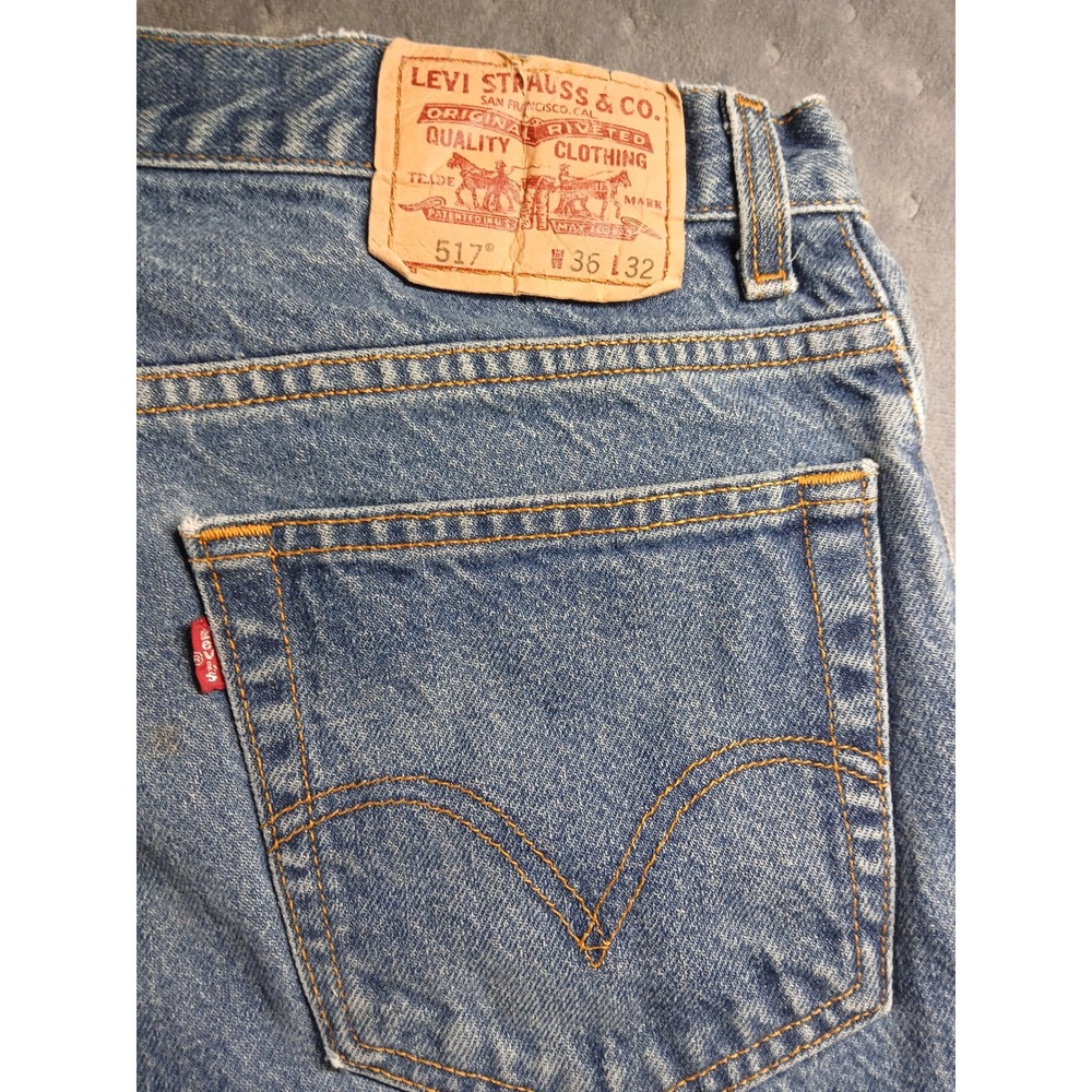 🔥 VINTAGE Levi's 517 Bootcut Jeans Men's 36x32l Medium Wash 100% Cotton Cowboy! - Picture 8 of 13